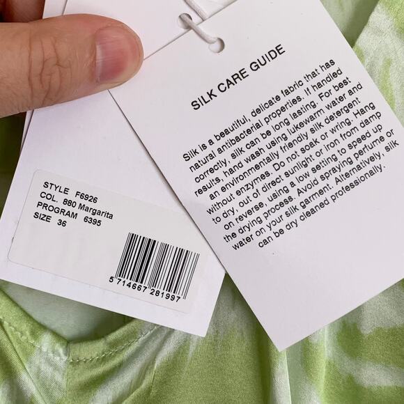 NWT GANNI Zebra Stripe Ruched Silk Blouse in Margarita - Picture 8 of 16